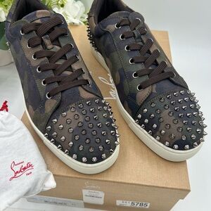Men's Christian Louboutin SEAVAST camouflage print sneakers size 46 made Italy